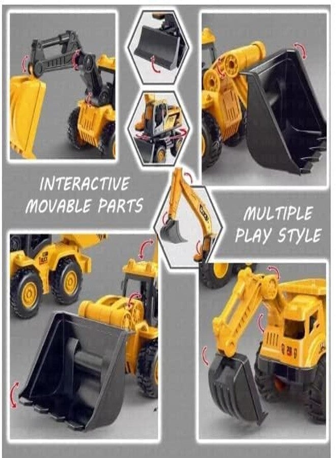 PLUSPOINT Excavator and Buldozer Dump Truck Toy Friction Powered Construction Vehicles with Moving Claw for Kids Pretend Play Toy Play Set Building Set for Kids 3-14 Yr (New Bulldozer+Excavator) - Image 2